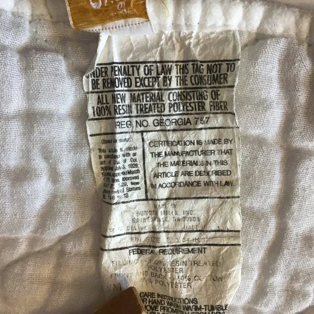 VTG Dundee Crib Mattress Pad White Quilted Rectangle Round Corners Made in USA